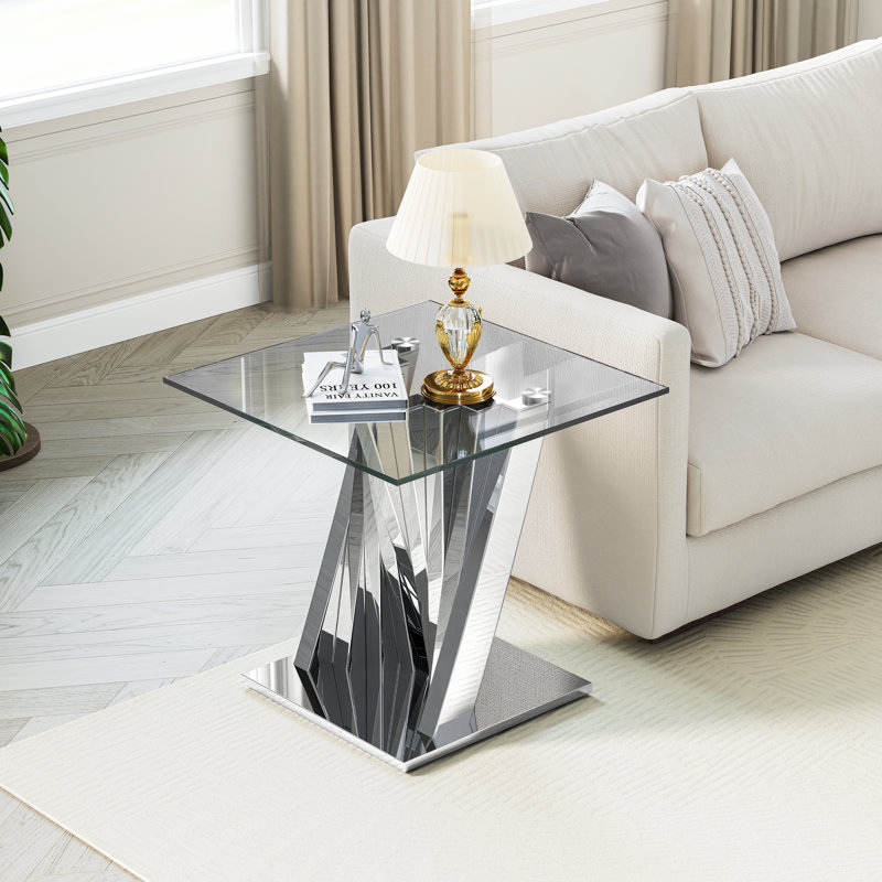 Ensemble de table de salon en verre 3 pièces, Silver
