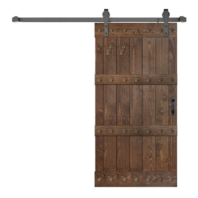 84'' Solid Wood Paneled Matte without Installation Hardware Kit Barn Door