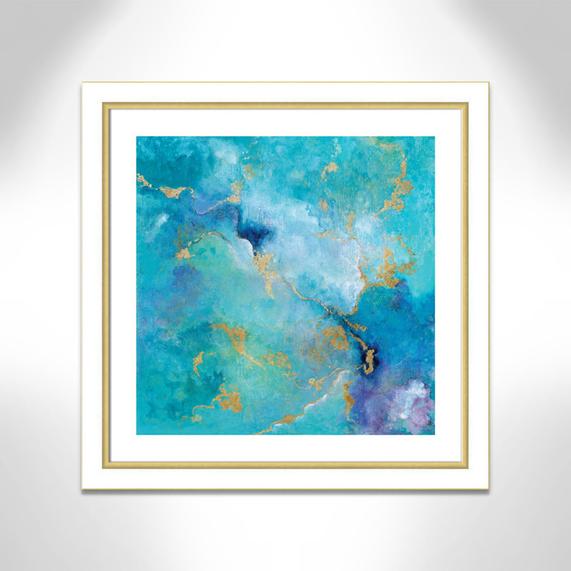 Golden Edge I - peinture encadrée, Cadre blanc et or, H 29,75 po x l 29,75 po x P 1,13 po