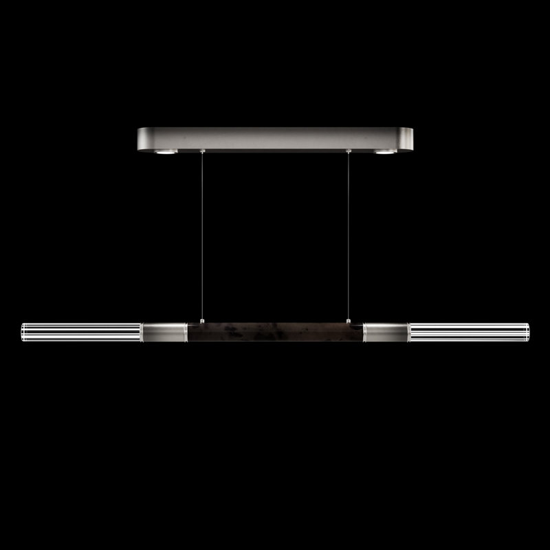 Antonia 62"W Linear Pendant, Nickel/Ombre Silver/Charcoal