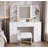 Dressing table, wooden dressing table with mirror and light - modern makeup dressing table with 9 drawers, storage rack, and cushioned stool - suitable for bedrooms, dormitories, or home beauty stations-139023222