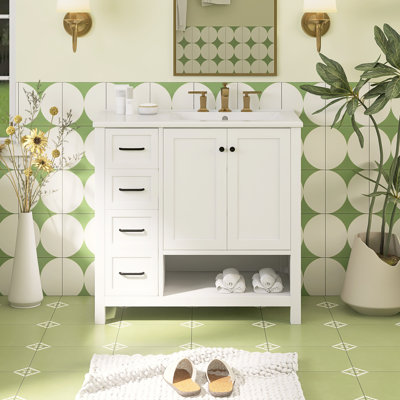 Ensemble de meuble-lavabo autoportant 36 po avec comptoir en céramique 36 po