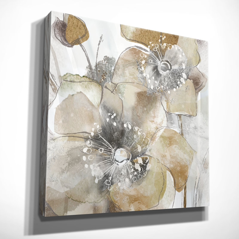 « Taupe Spring Poppy II » - impression, H 24 po x l 24 po x 1,5 po, Toile tendue