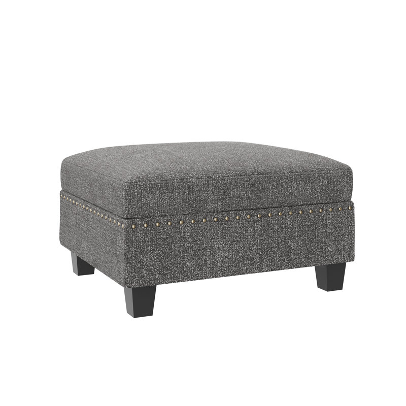 Repose-pieds rectangulaire avec rangement Anureet pour canapé modulaire gris foncé, Gris clair