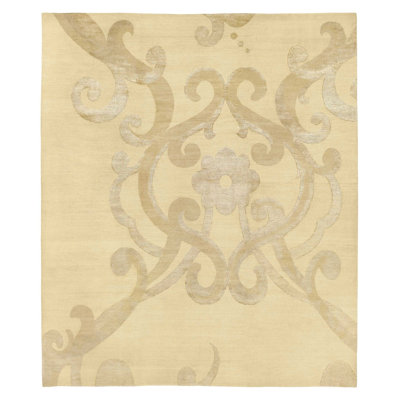 Assumed Damask Area Rug in Beige/White