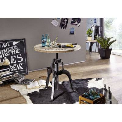 Factory Round Solid Wood Top Metal Base Dining Table