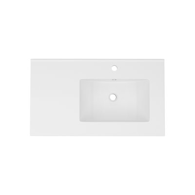 Comptoir de meuble-lavabo simple rectangulaire 32 po x 18 po avec 1 trou de robinet et trop-plein, un comptoir gauche spacieux pour un rangement pratique maximum