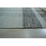 Gray Hand-Knotted Wool Subtle Striped Texture Geometric Modern Contemporary Carpet Rug