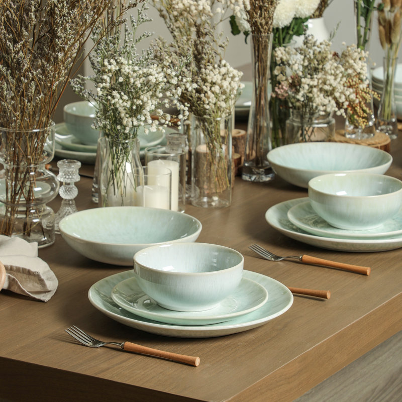 Stone Lain Riley 24-Piece Dinnerware Set Stoneware, Seafoam