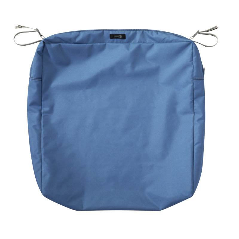 Jaylon Outdoor Dining Chair Cushion Cover, 21" W x 5" H, Empire Blue Velvet