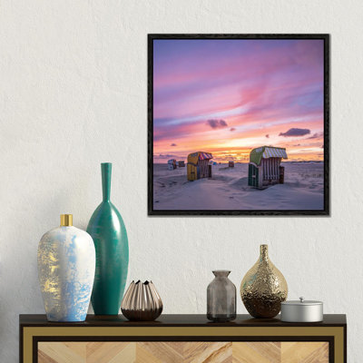 Sunset At The Beach, North Sea Coast, Germany 1 Piece Wall Art on Canvas