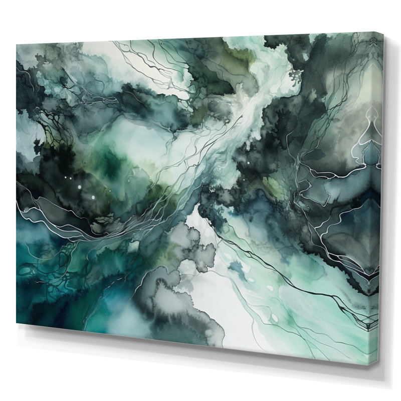 «Green Blue Marbré Dreamscape III», reproduction sur toile, H 30 po x l 40 po x P 1,5 po, Toile tendue