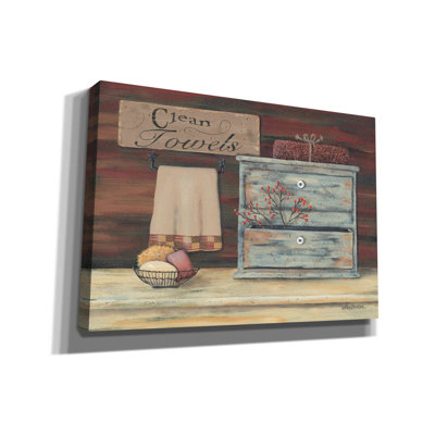 «Clean T serviettes» par Pam Britton, reproduction d'art sur toile tendue