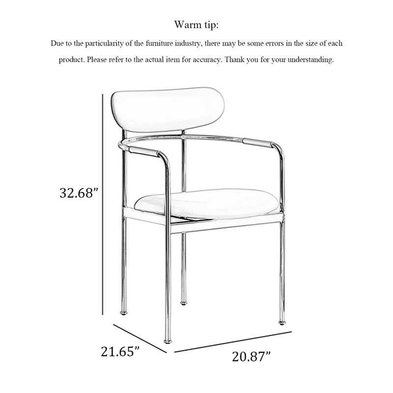 Italian Light Luxury Stainless Steel Leather Backrest Dining Chair