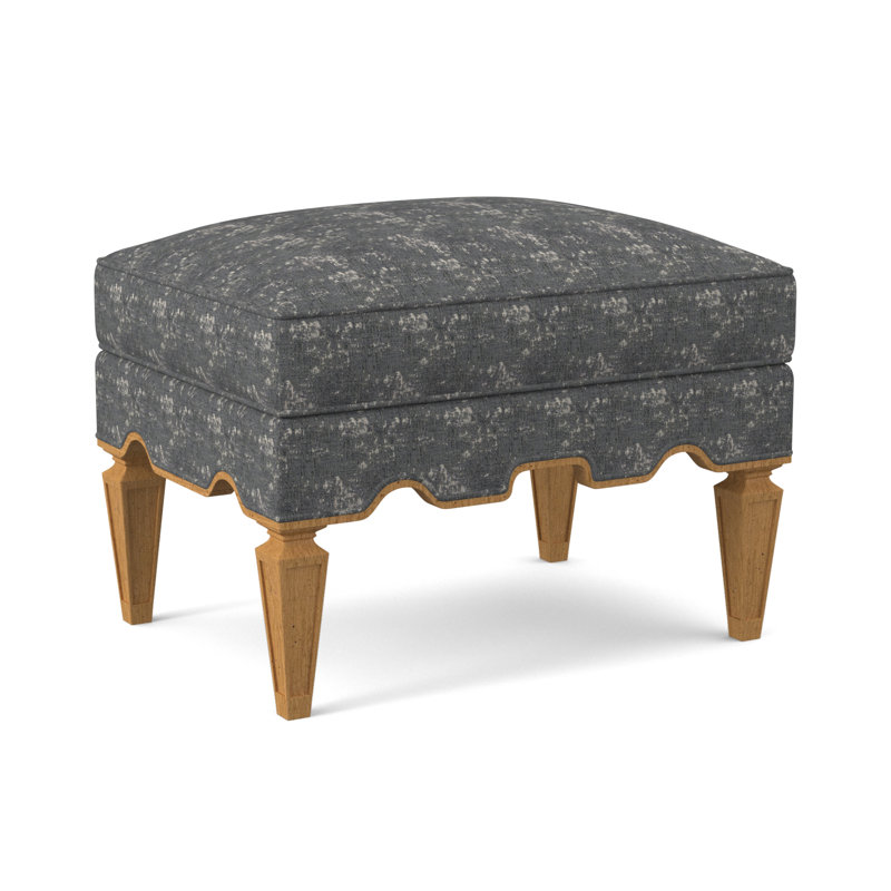 Palm Ottoman, Amber, Filigree Ivory 100% Polyester