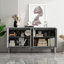 Armoire de rangement vintage à 4 portes avec portes géométriques sculptées à la main