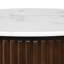 Table basse ronde de 31,49 po avec rangement, petite table basse moderne avec plateau à motif de marbre blanc et base cannelée en bois massif, table centrale pour salon, appartement, bureau