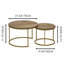 Ensemble de 2 tables basses gigognes rondes en bois avec plateau en bois imitation marbre et structure métallique robuste