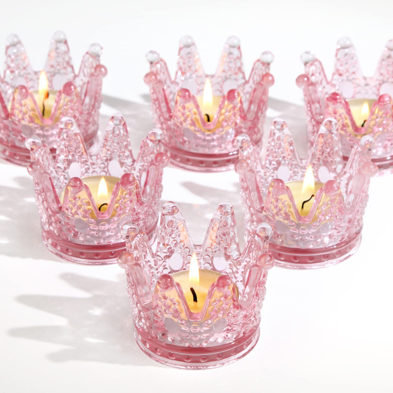 Ensemble de 6 bougeoirs en verre Votive, Rose