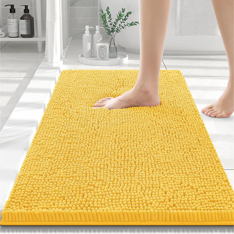 Tapis pour salle de bain Raazia, Jaune