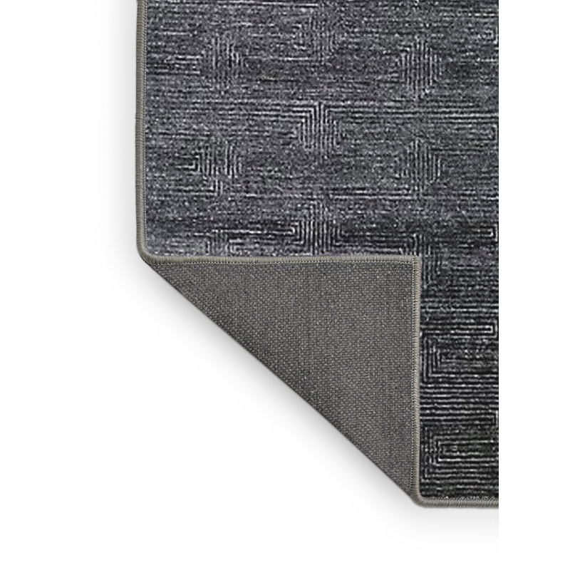 Tapis noir à motif géométrique Iqlaas, Rectangle 3 pi x 5 pi