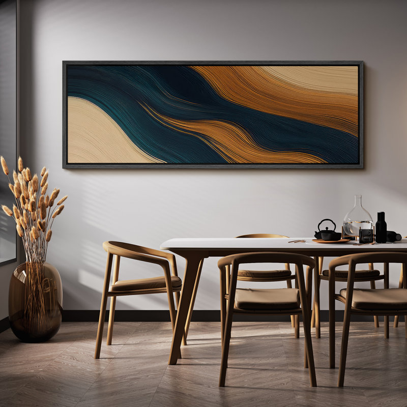Grande impression sur toile encadrée - reproduction abstraite neutre pour décoration murale minimaliste moderne, Noir
