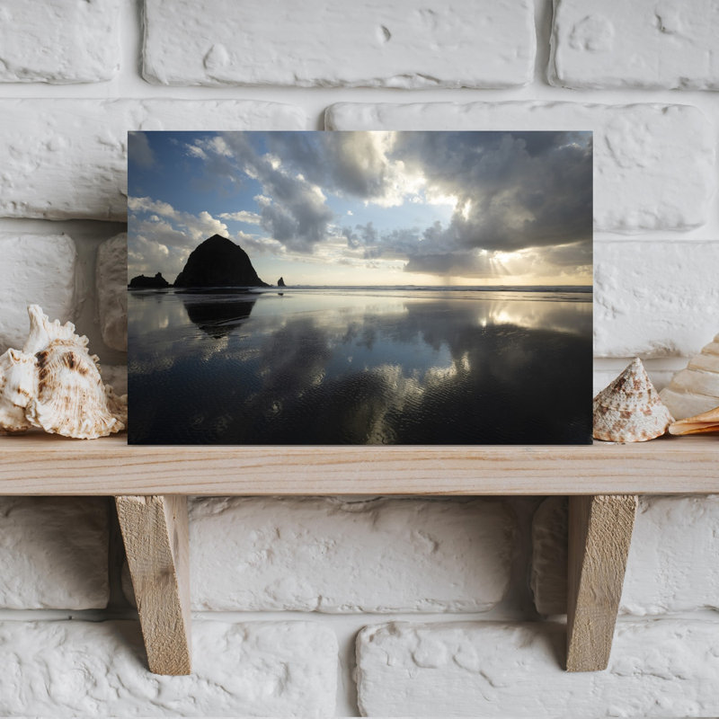 Cloudy Sky Reflecting In Sea Cannon Beach Oregon USA by Dan Merkel - Wrapped Canvas Print, 30.48 cm H x 45.72 cm W