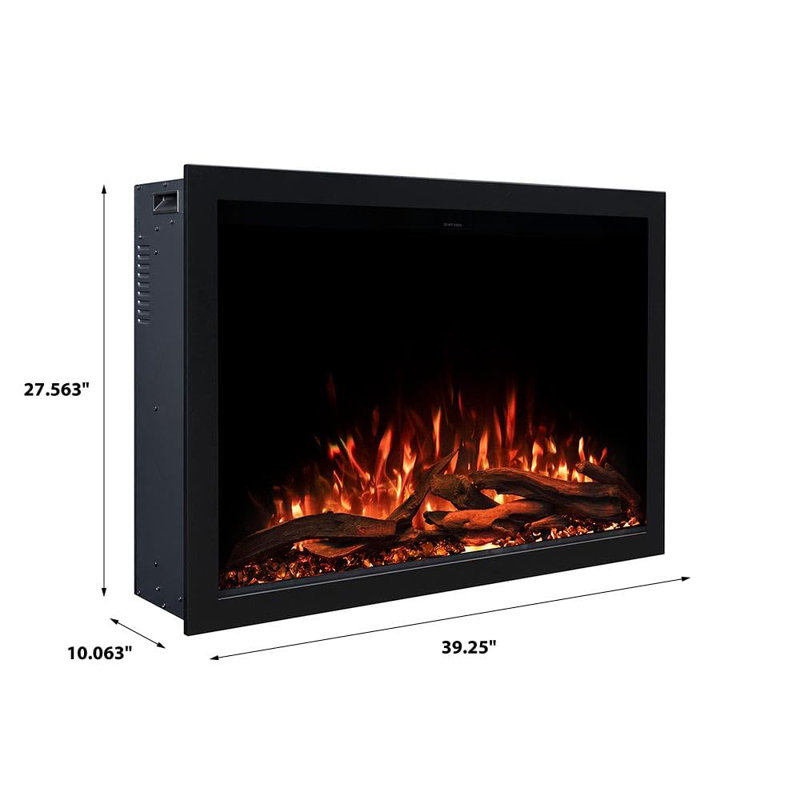 Highmark 38" Traditional Electric Fireplace Insert Heater, Wi-Fi, Google & Alexa Compatible, Logs & Crystals