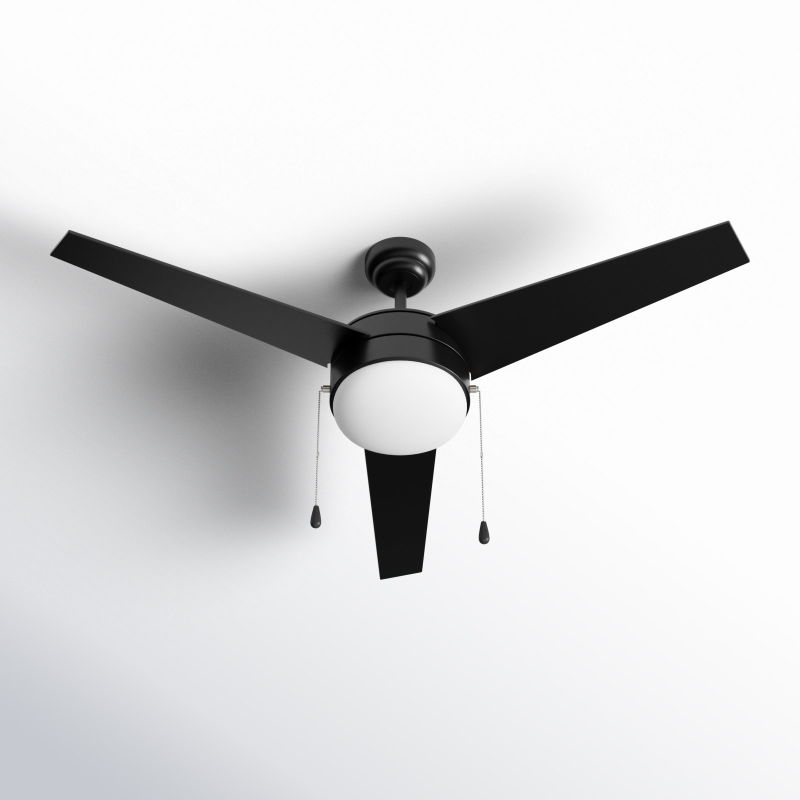 Zagreb 52'' 3 Blade Ceiling Fan with Light Kit, Matte Black