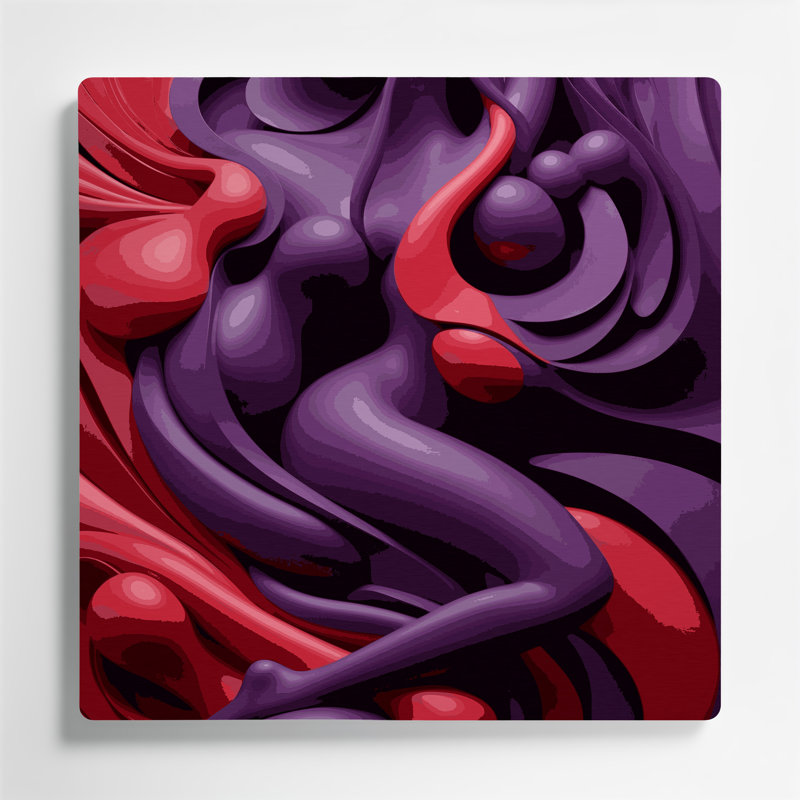 Art mural abstrait en métal violet 74, H 12 po x l 12 po