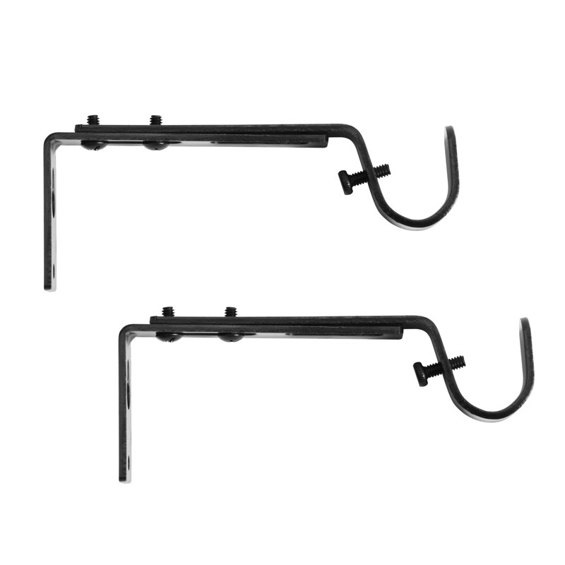 3/4" Adjustable Brackets Curtain Rod Brackets, Black