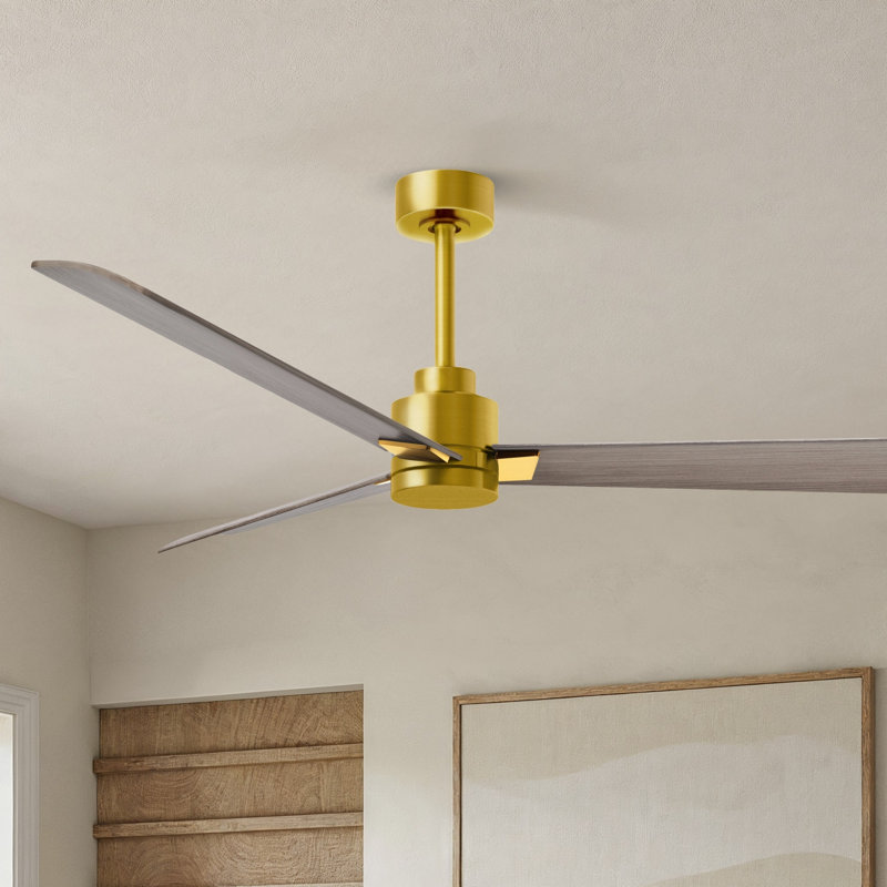 Ventilateur de plafond Alessandra, Gris cendré, Laiton brossé