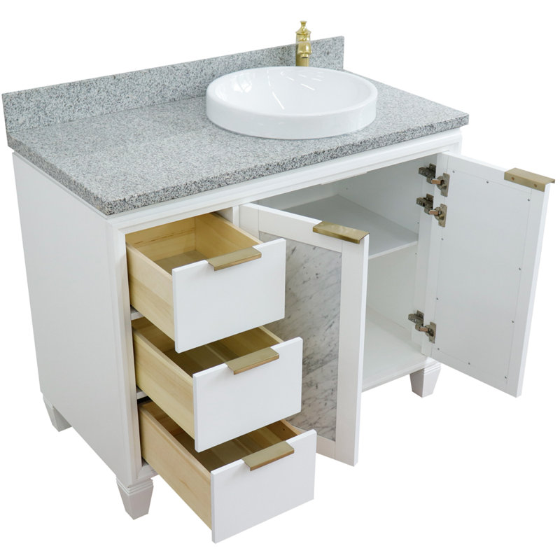 Ensemble de meuble-lavabo simple 43 po avec miroir Schreck, Blanc, Gris
