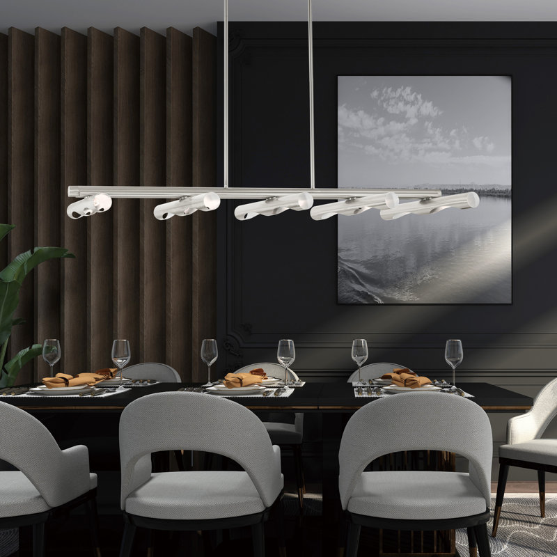 Clearlake 10 - Light Satin Black Kitchen Island Pendant, Brushed Nickel