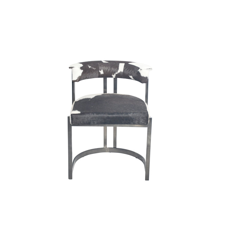 Modern Black and White Leather Stainless Steel Chair, Black