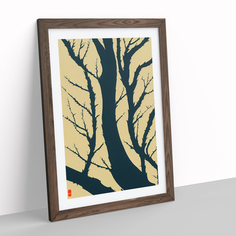 A Japanese Tree - Single Picture Frame Print, 46cm H x 34cm W x 2cm D, Walnut Framed