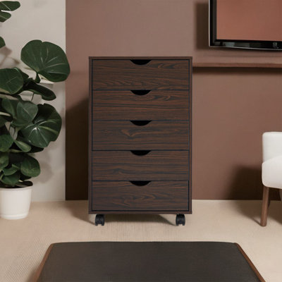 5 Drawer Chest File Cabinet, Wooden Storage Filing Cabinet with Wheels, Office File Cabinet, Office Alex Drawers for File storage