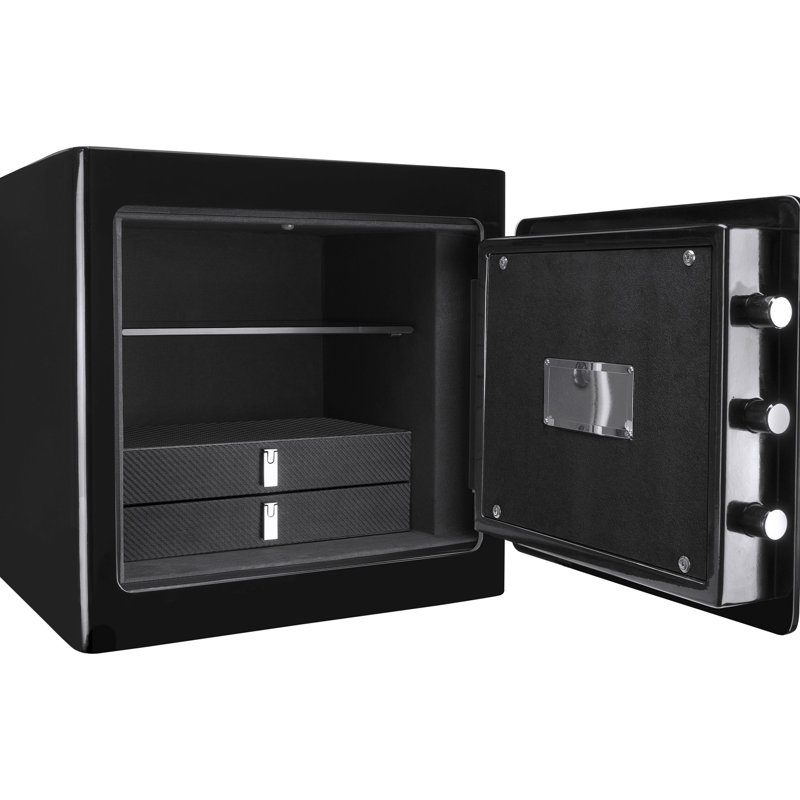 Coffre-fort - 1,01 pi³ noir avec capteur de mouvement à DEL et doublure intérieure en suède pour un rangement délicat pour bijoux