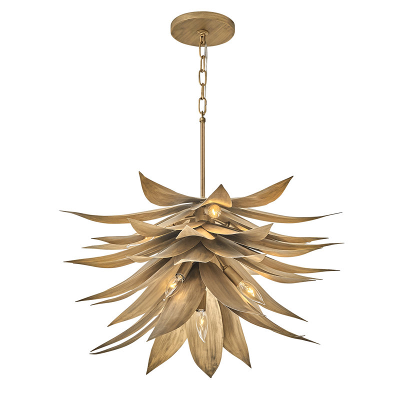 Agave 7-Light Hand Sculpted Single Tier Chandelier - Burnished Gold