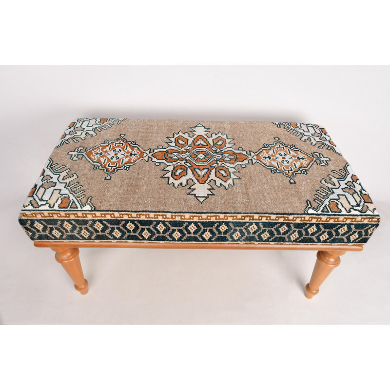 Banc repose-pieds, banc rembourré, banc de tapis turc, banc Kilim, banc de décoration intérieure, banc fait à la main, banc brun, banc de médaillon, banc de bureau