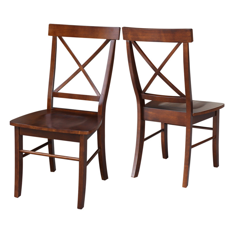 Chaise d'appoint en bois massif avec dossier croisé Dugazon Duante, Espresso