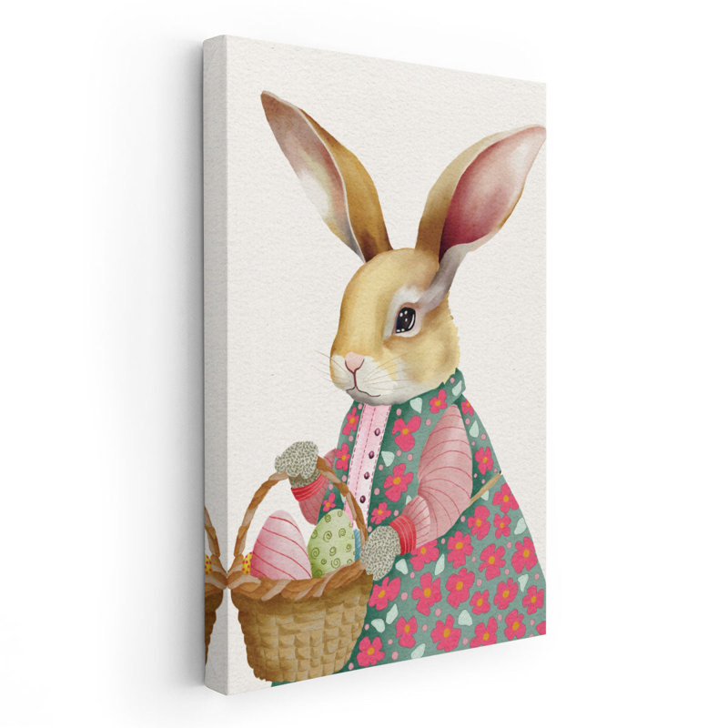 Pâques Bun Bun II - reproduction d'art sur toile, H 18 po x l 12 po