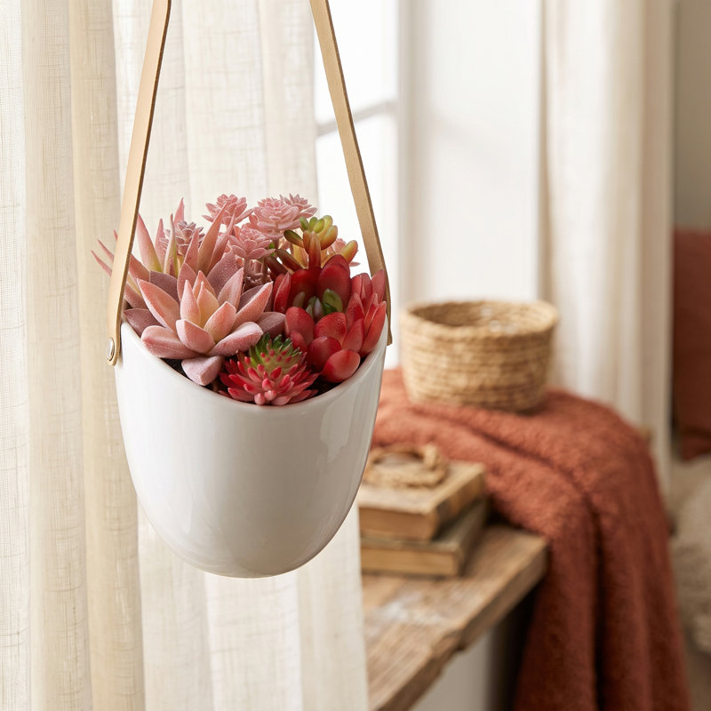 Plante grasse artificielle murale rouge rose