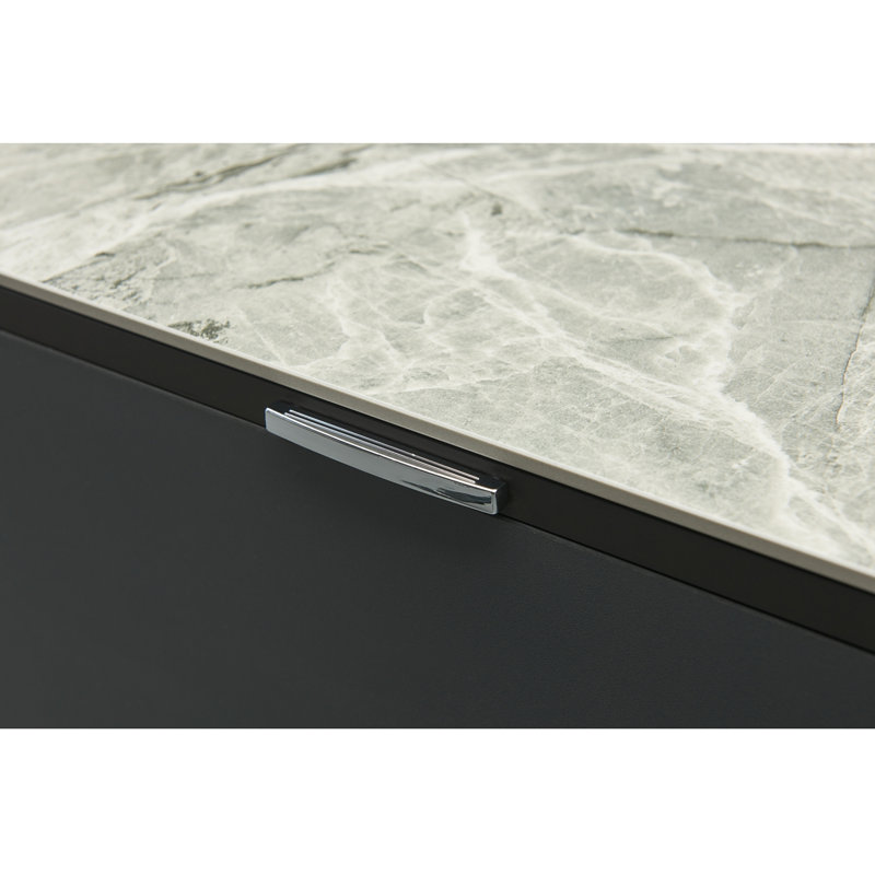Marble Top Coffee Table, Gray, Black