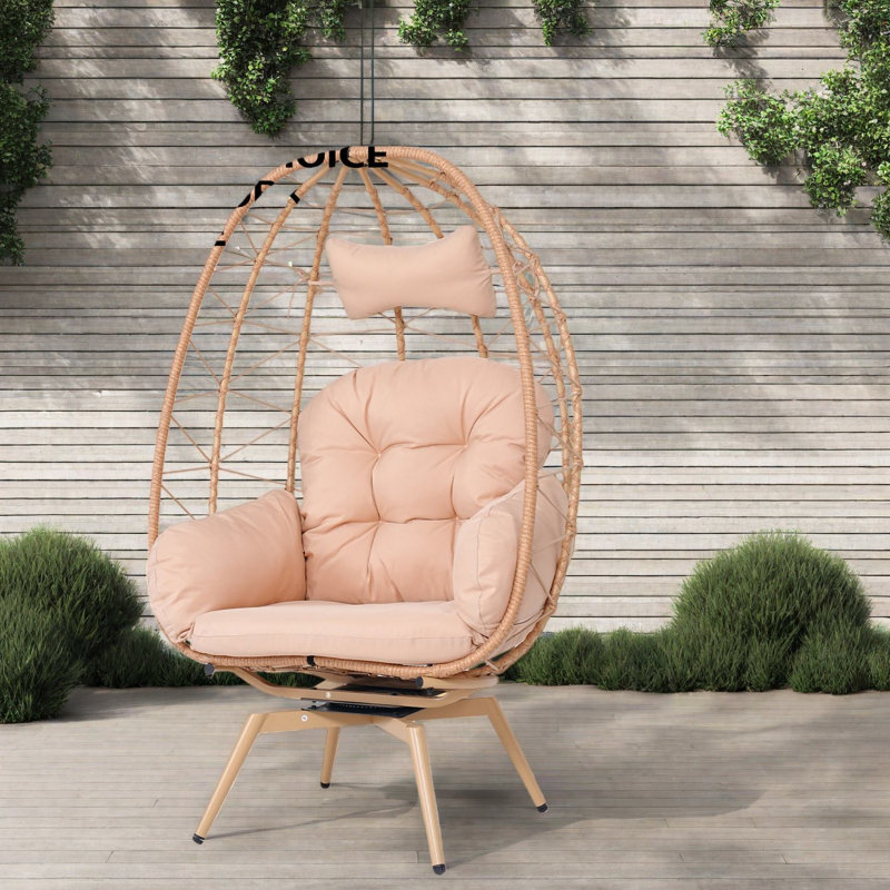 Chaises longues pivotantes pour patio, style œuf en rotin Pe pour l'intérieur et l'extérieur