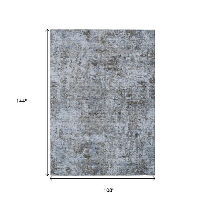 Tapis extérieur lavable abstrait bleu et taupe 9 pi x 12 pi