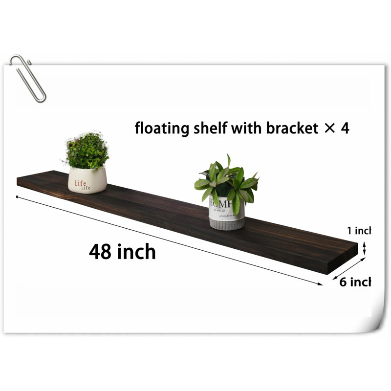 Dawnesha 4 Piece Solid Wood Floating Shelf, Brown