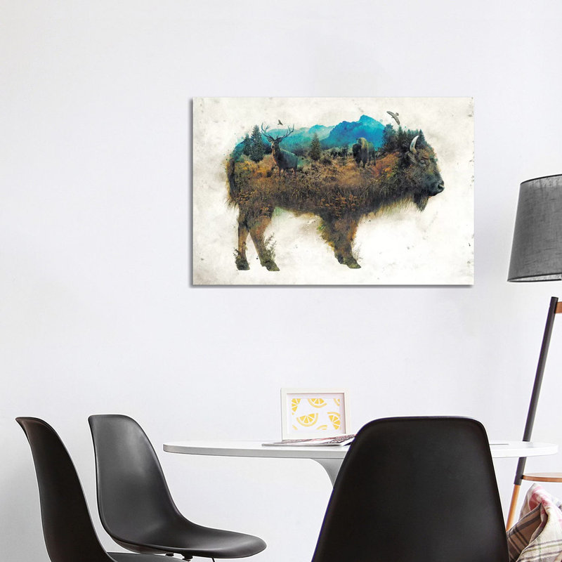Surreal Bison by Barrett Biggers - Wrapped Canvas Painting, 101.6 cm H x 66.04 cm W x 1.91 cm D