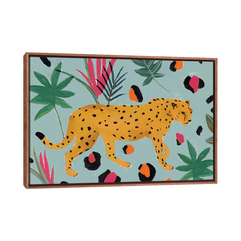 «Walking Cheetah II» par Isabelle Z - impression d'art graphique, H 32 po x l 48 po x 1,5 po, Pas de tapis