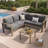 6-Piece Outdoor L-Shape Patio Conversation Set with 6" Thick Olefin Cushions,Metal Frame, Coffee Table, Seats 4 or 5-1496731254-1498392040